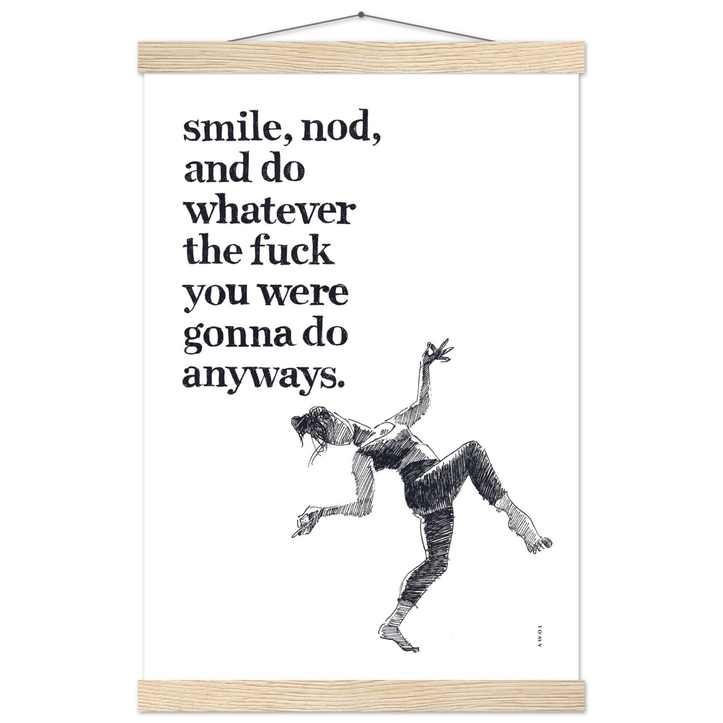 Smile And Nod, Modern Zen Art Print: Poster with Hanger