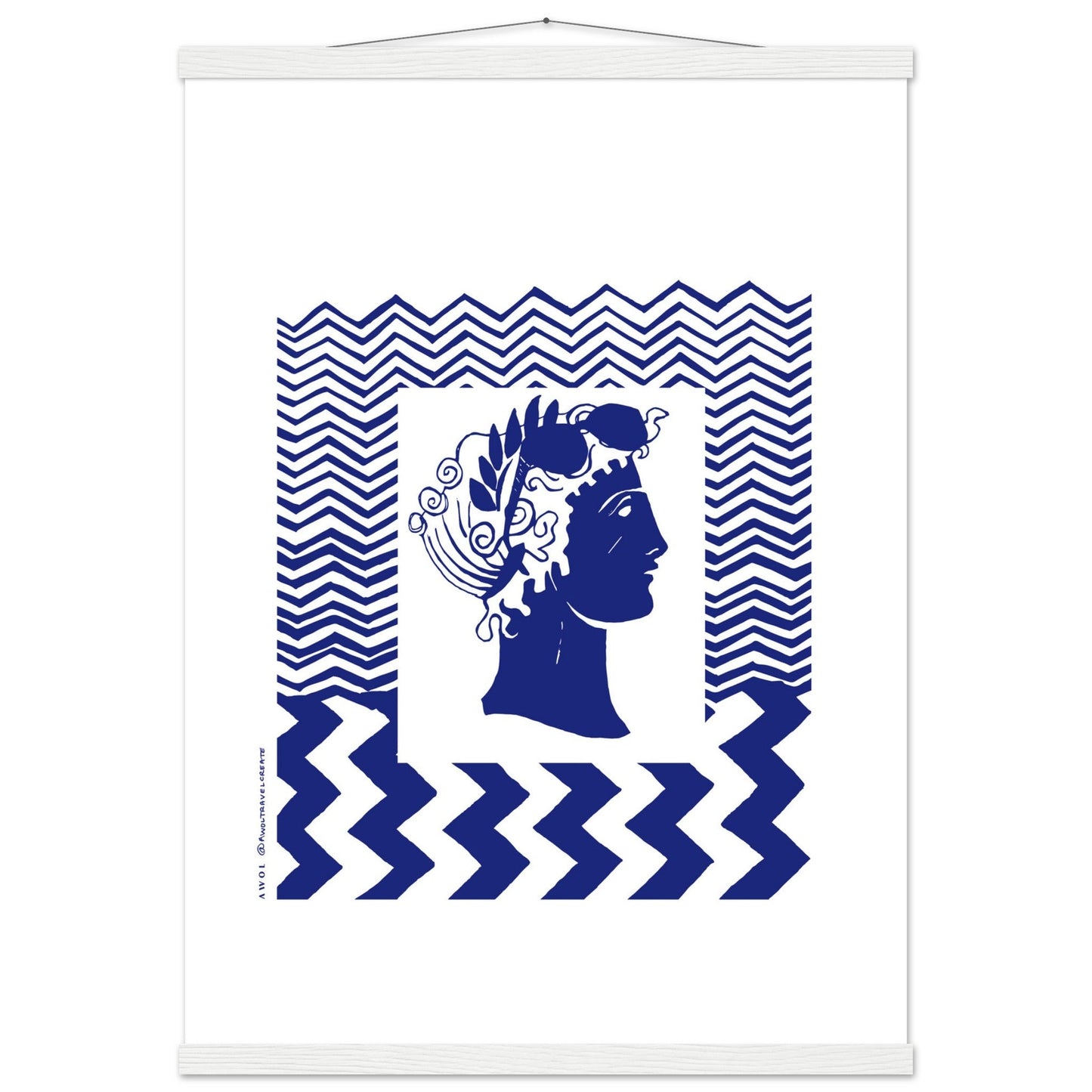 Beach Travel Art Print: Blue Abstract Portrait Poster with Hanger - Creations Awol