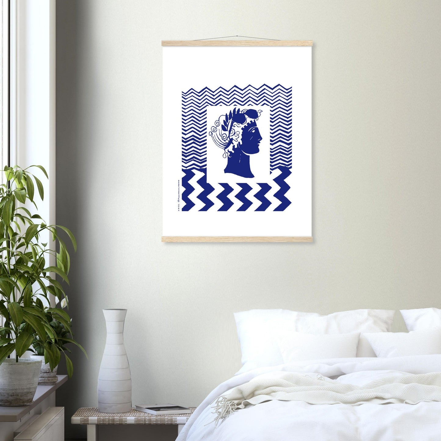 Beach Travel Art Print: Blue Abstract Portrait Poster with Hanger - Creations Awol