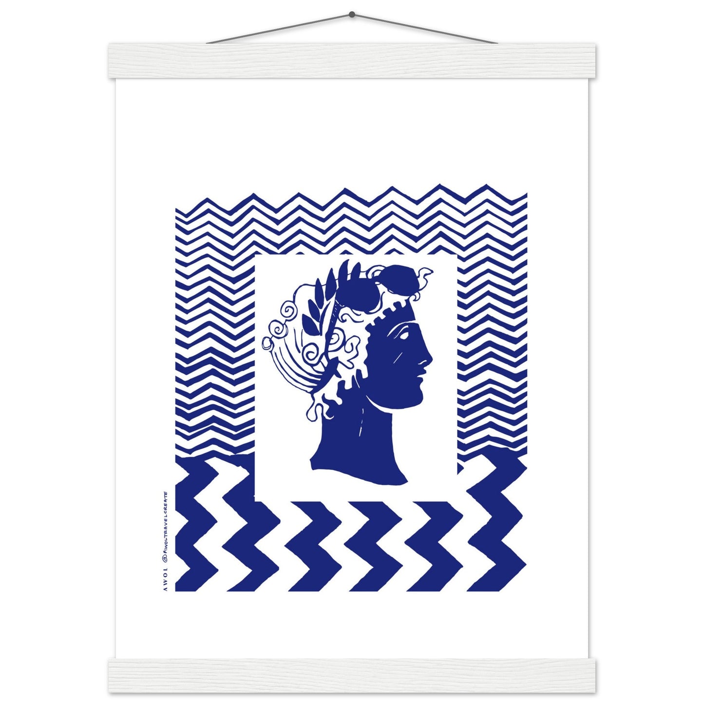 Beach Travel Art Print: Blue Abstract Portrait Poster with Hanger - Creations Awol