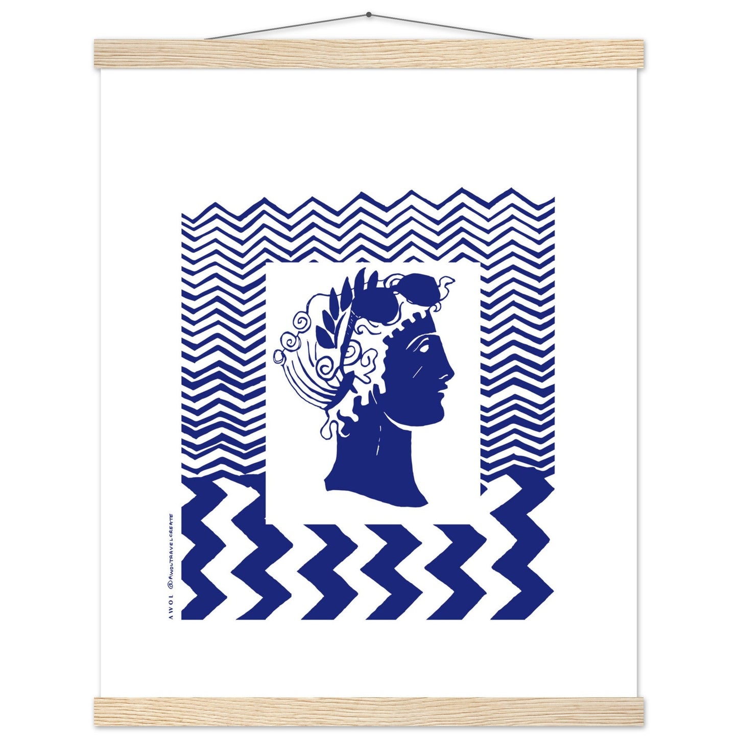 Beach Travel Art Print: Blue Abstract Portrait Poster with Hanger - Creations Awol