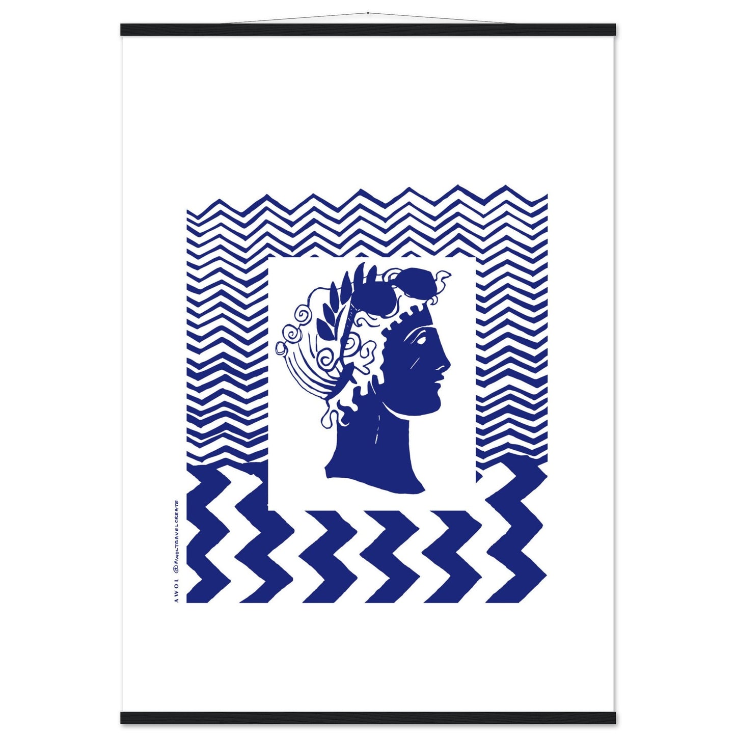 Beach Travel Art Print: Blue Abstract Portrait Poster with Hanger - Creations Awol