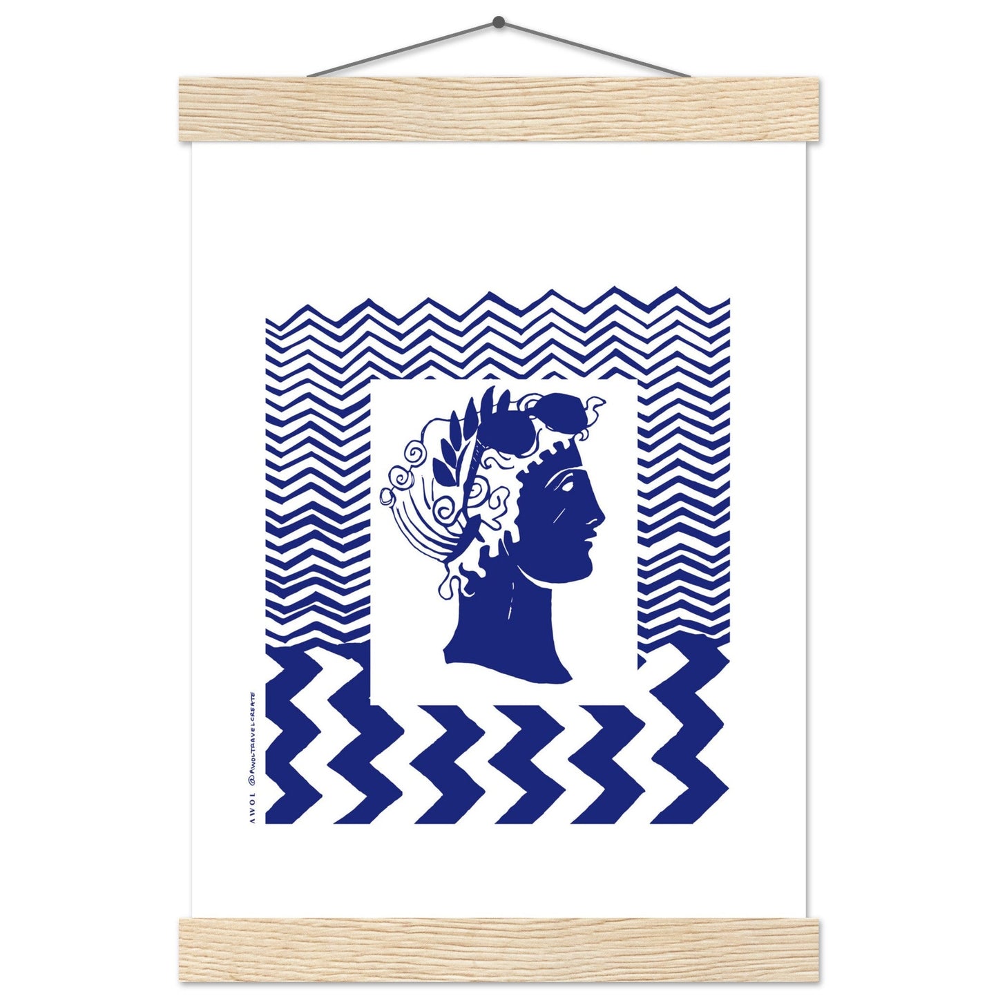 Beach Travel Art Print: Blue Abstract Portrait Poster with Hanger - Creations Awol