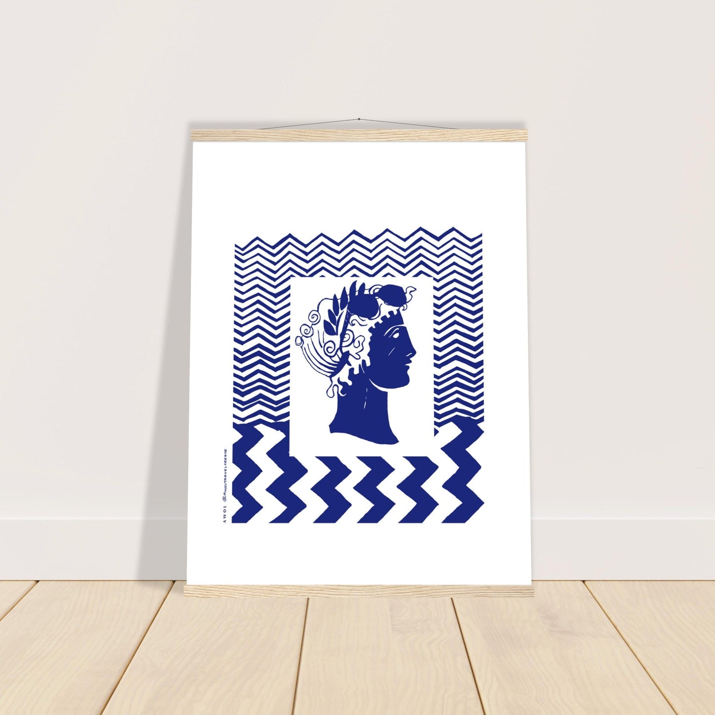 Beach Travel Art Print: Blue Abstract Portrait Poster with Hanger - Creations Awol
