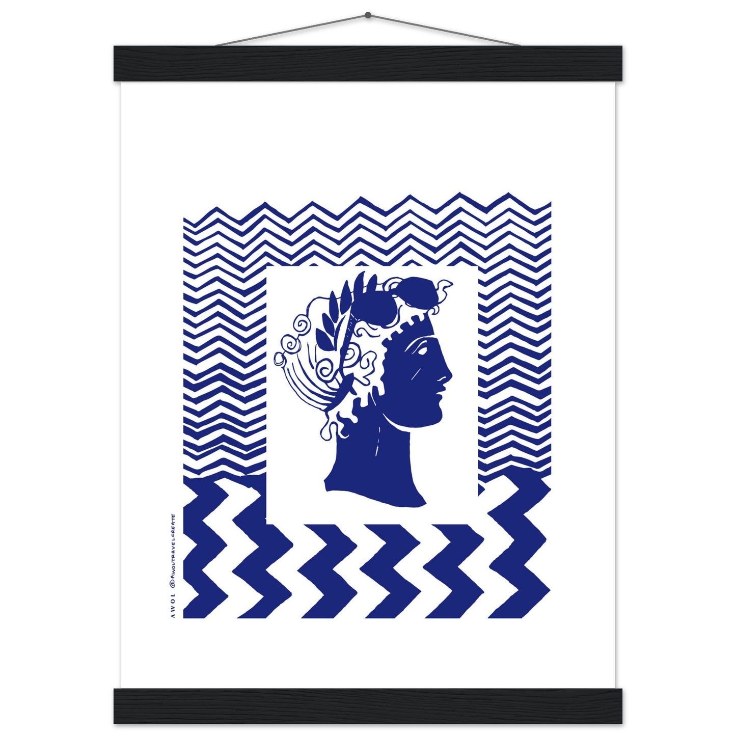 Beach Travel Art Print: Blue Abstract Portrait Poster with Hanger - Creations Awol