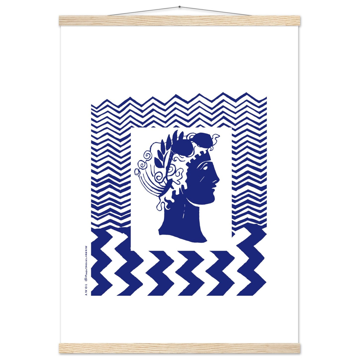 Beach Travel Art Print: Blue Abstract Portrait Poster with Hanger - Creations Awol