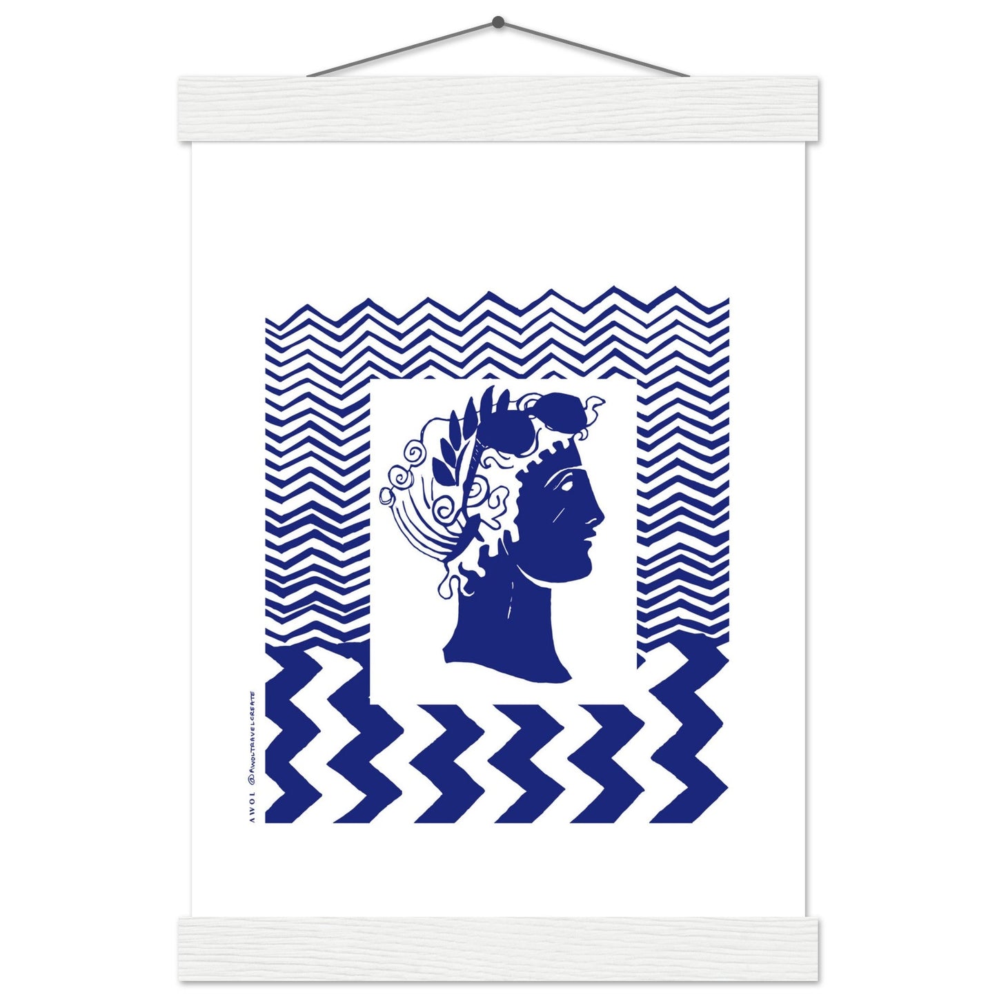 Beach Travel Art Print: Blue Abstract Portrait Poster with Hanger - Creations Awol