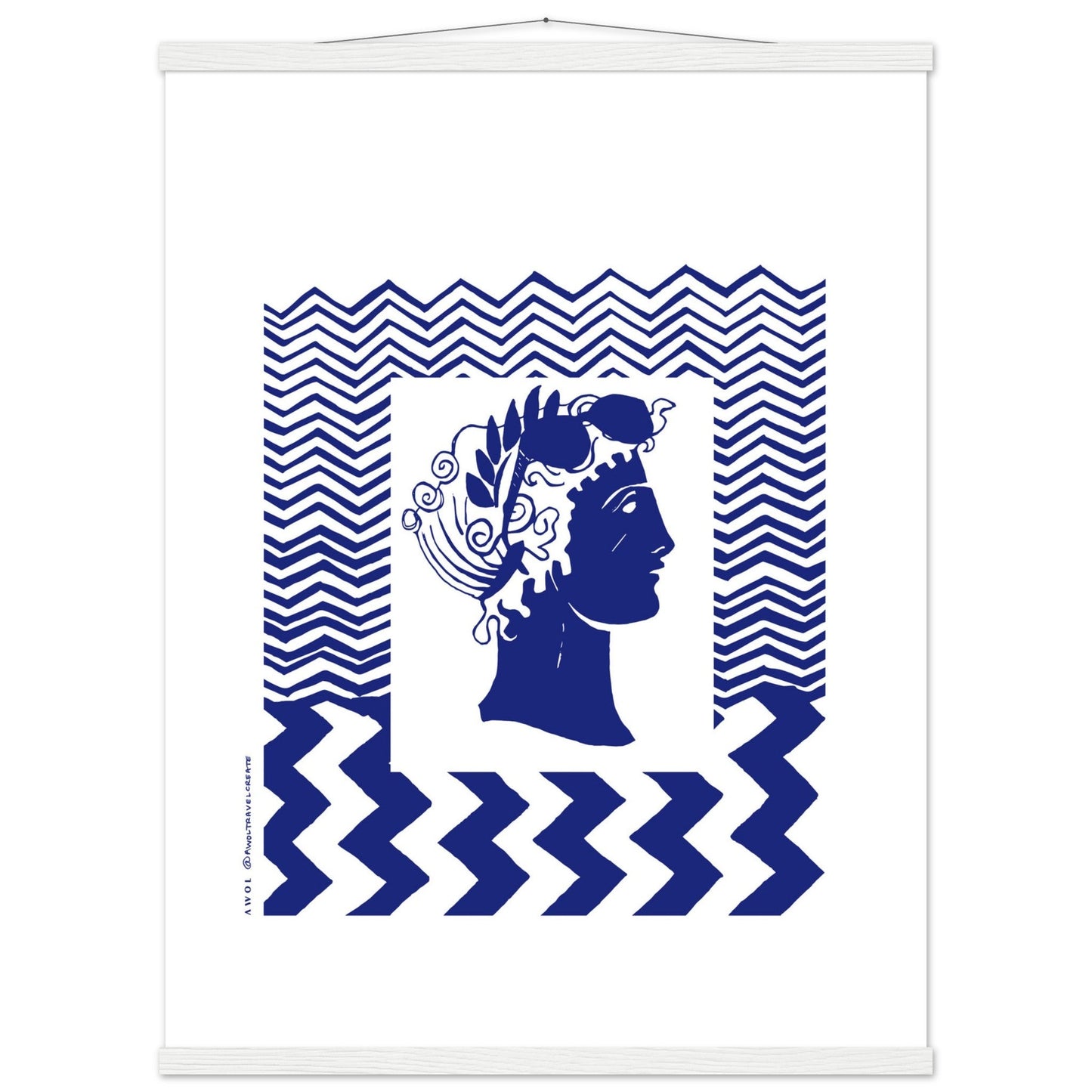Beach Travel Art Print: Blue Abstract Portrait Poster with Hanger - Creations Awol