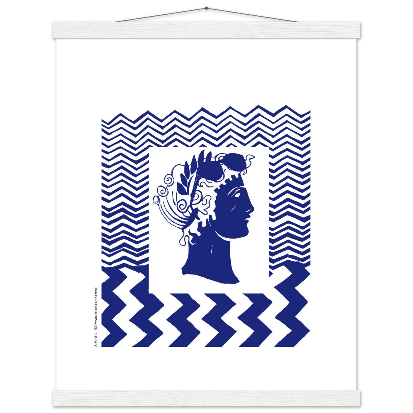 Beach Travel Art Print: Blue Abstract Portrait Poster with Hanger - Creations Awol
