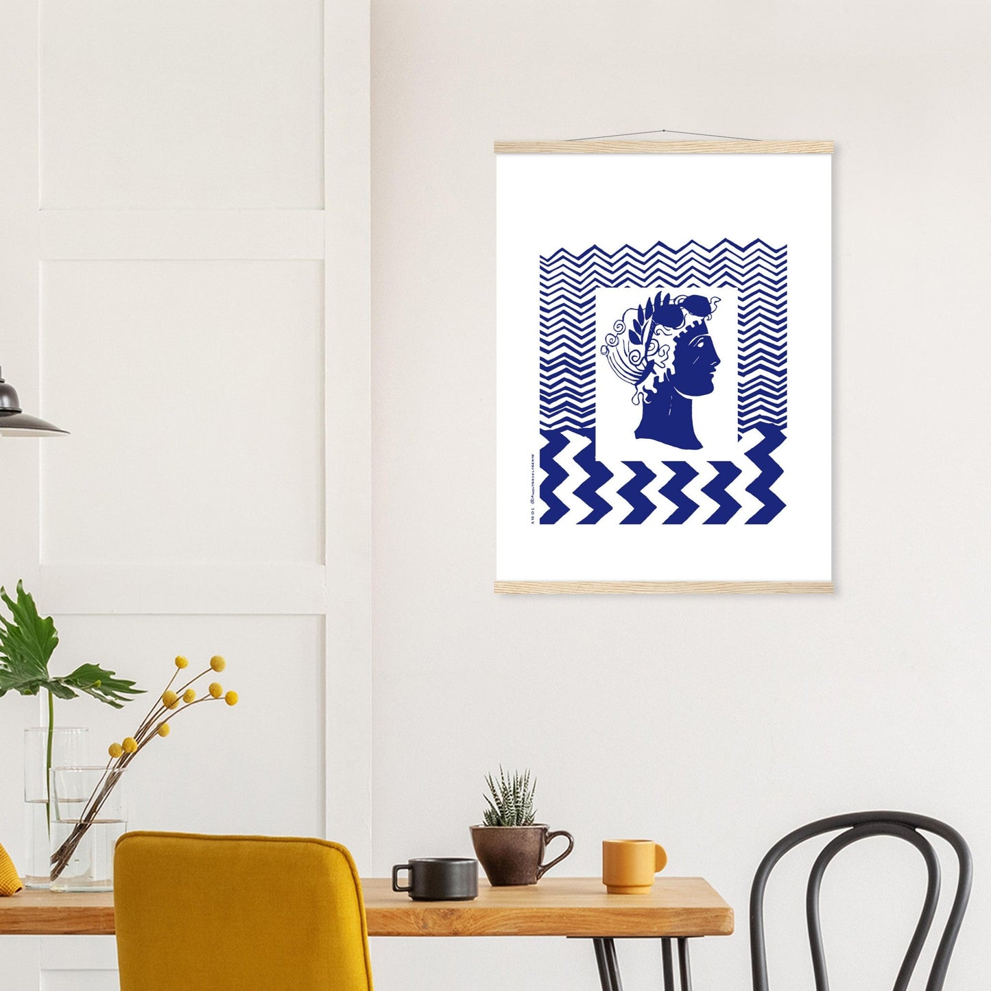 Beach Travel Art Print: Blue Abstract Portrait Poster with Hanger - Creations Awol