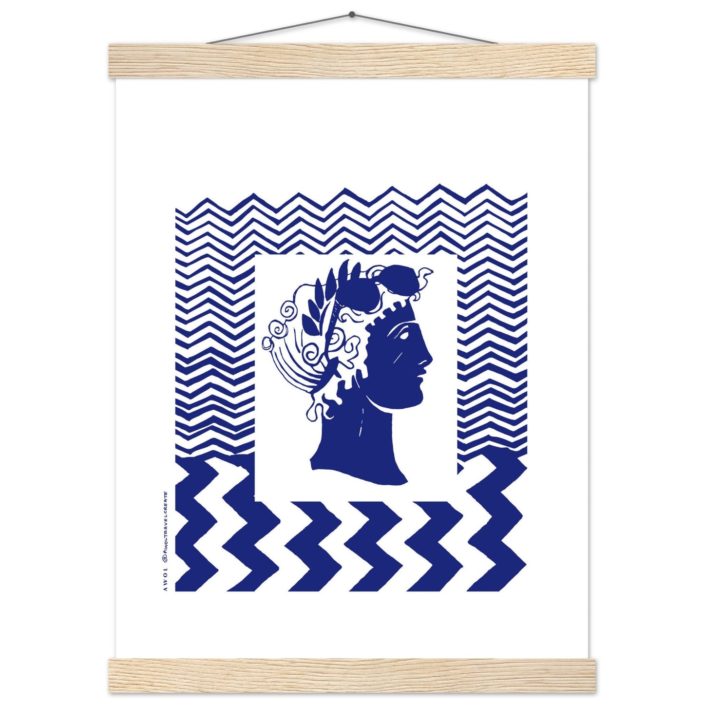 Beach Travel Art Print: Blue Abstract Portrait Poster with Hanger - Creations Awol