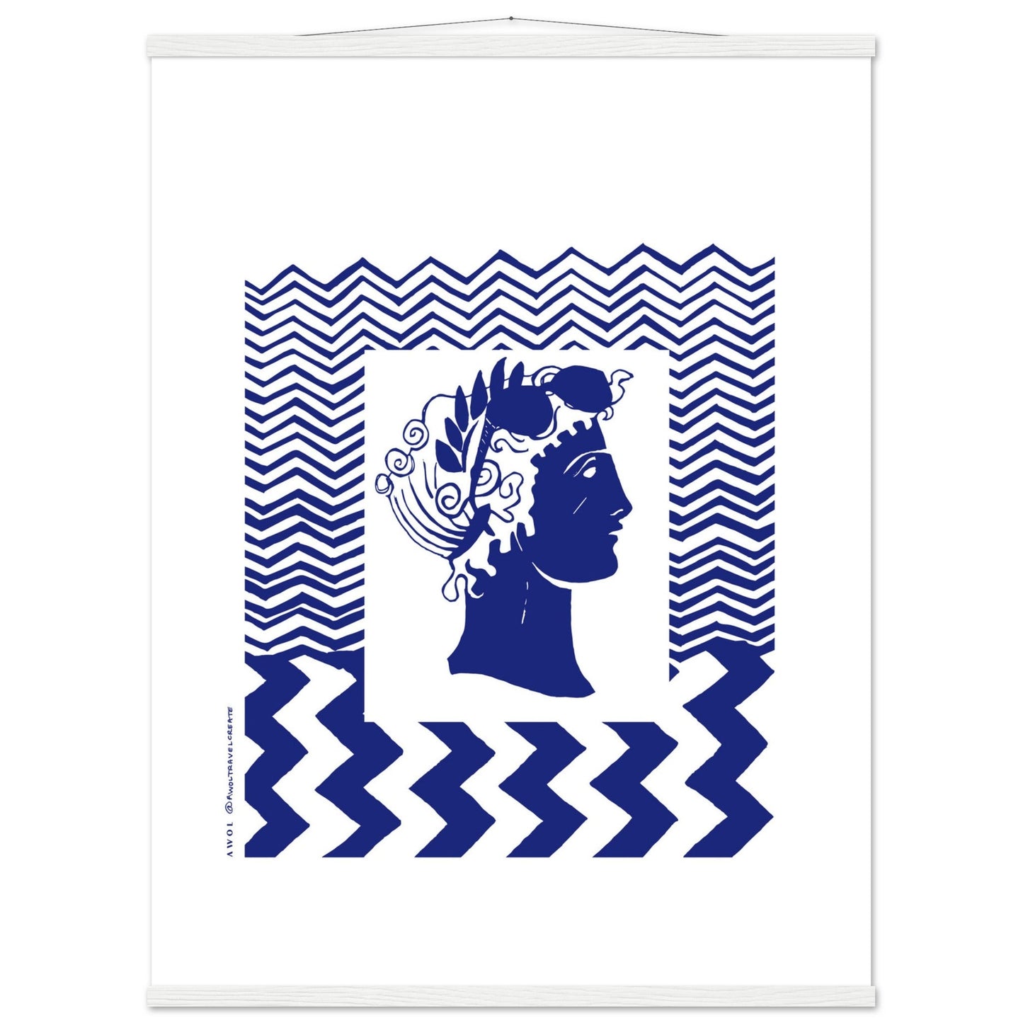 Beach Travel Art Print: Blue Abstract Portrait Poster with Hanger - Creations Awol