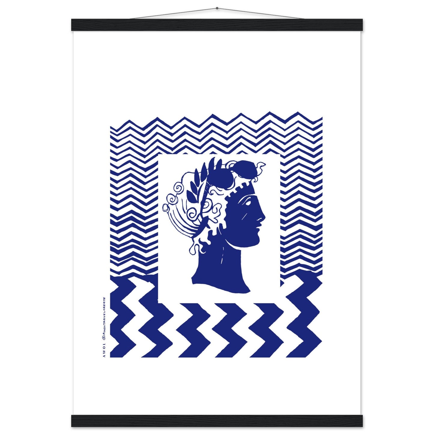 Beach Travel Art Print: Blue Abstract Portrait Poster with Hanger - Creations Awol