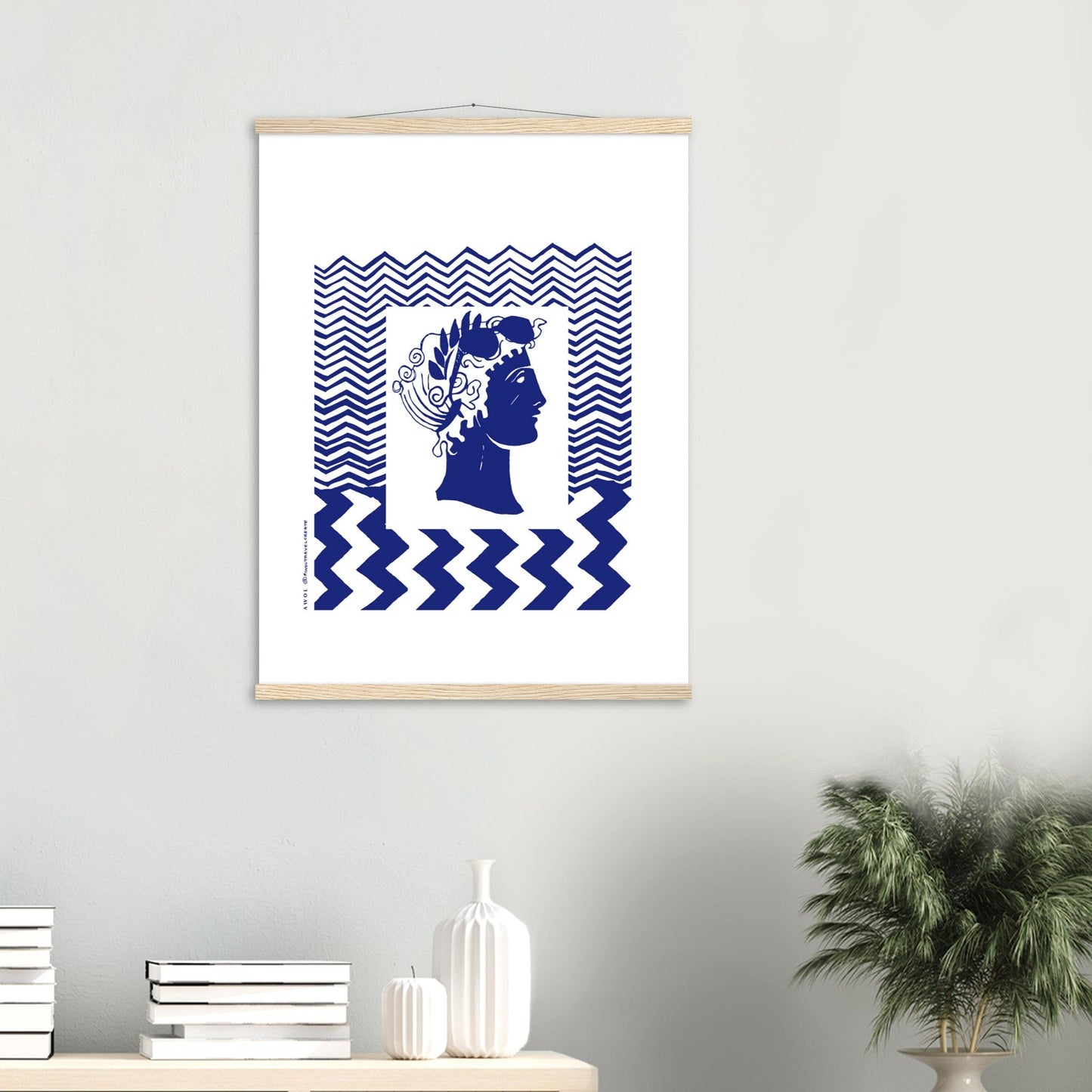 Beach Travel Art Print: Blue Abstract Portrait Poster with Hanger - Creations Awol