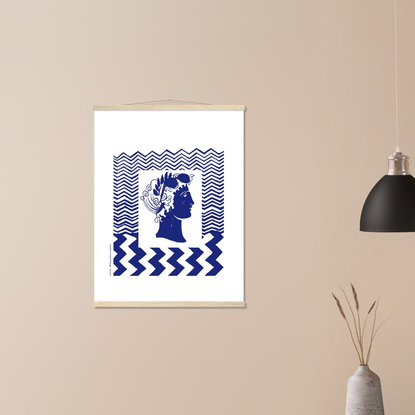Beach Travel Art Print: Blue Abstract Portrait Poster with Hanger - Creations Awol