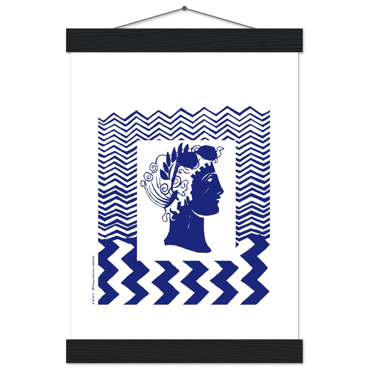 Beach Travel Art Print: Blue Abstract Portrait Poster with Hanger - Creations Awol