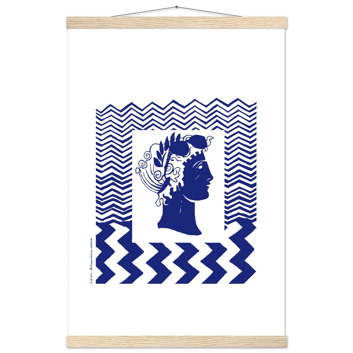 Beach Travel Art Print: Blue Abstract Portrait Poster with Hanger - Creations Awol