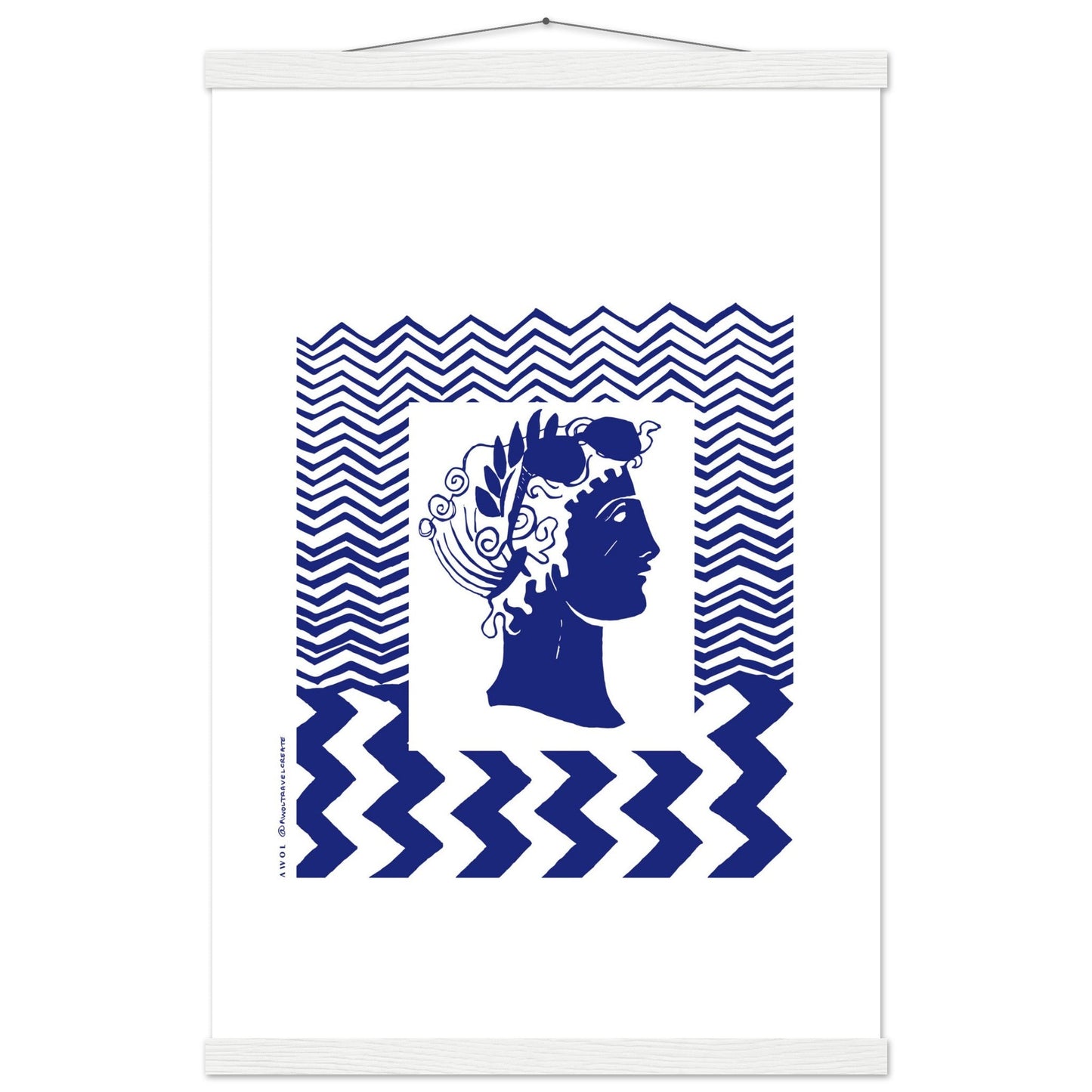 Beach Travel Art Print: Blue Abstract Portrait Poster with Hanger - Creations Awol