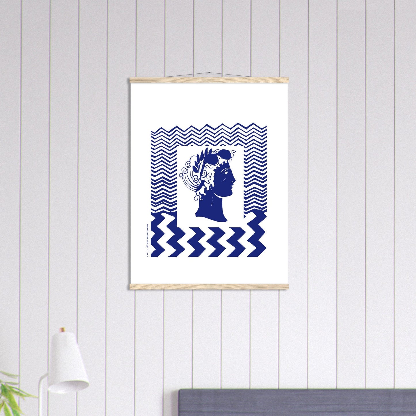 Beach Travel Art Print: Blue Abstract Portrait Poster with Hanger - Creations Awol