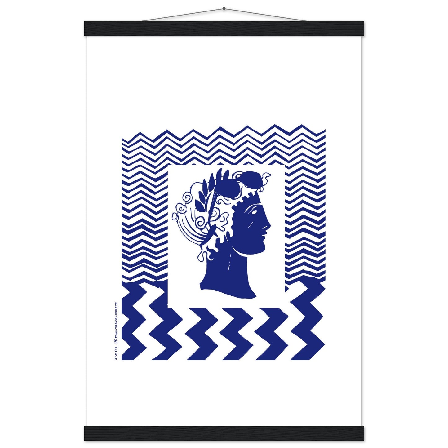 Beach Travel Art Print: Blue Abstract Portrait Poster with Hanger - Creations Awol