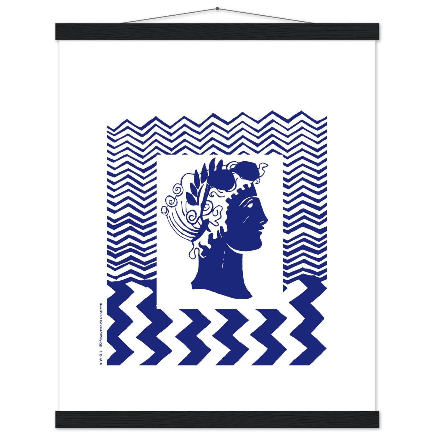 Beach Travel Art Print: Blue Abstract Portrait Poster with Hanger - Creations Awol