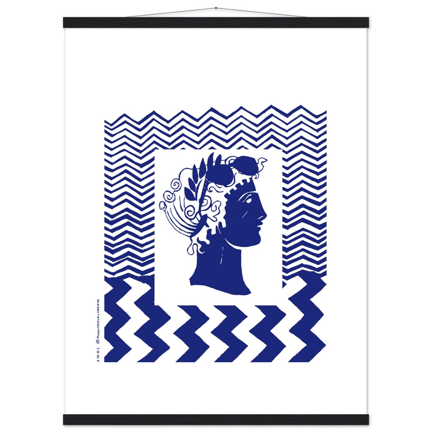 Beach Travel Art Print: Blue Abstract Portrait Poster with Hanger - Creations Awol