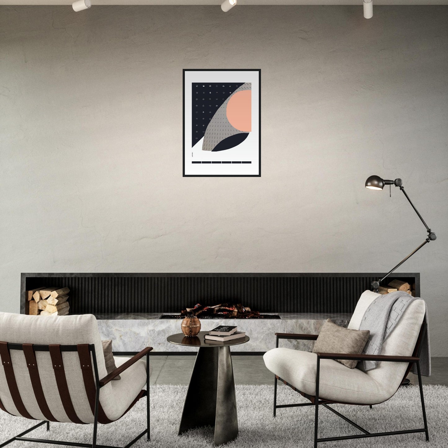 Minimalist Wall Art, Scandinavian Art Print With Abstract Graphic Shapes: Framed Art Print
