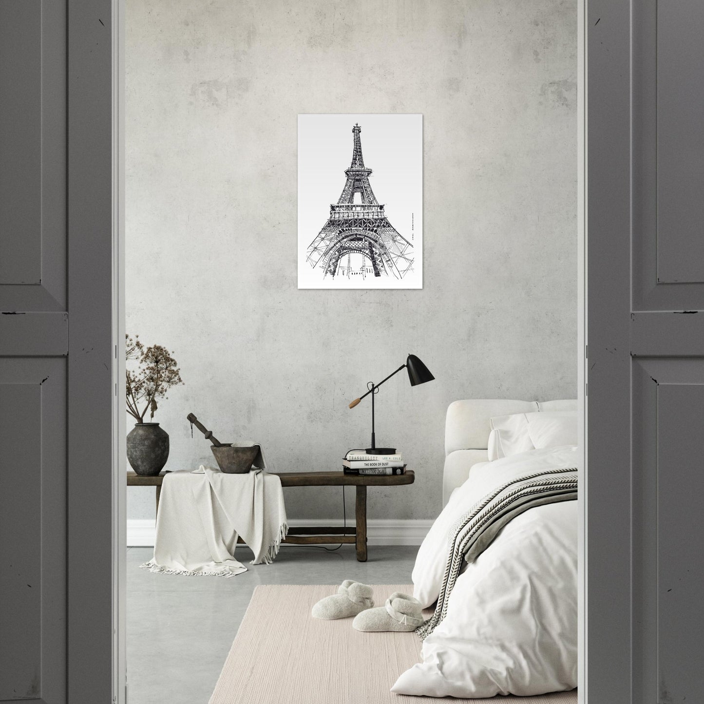 Paris Wall Art, Eiffel Tower In Black And White Art Print: France Travel Poster
