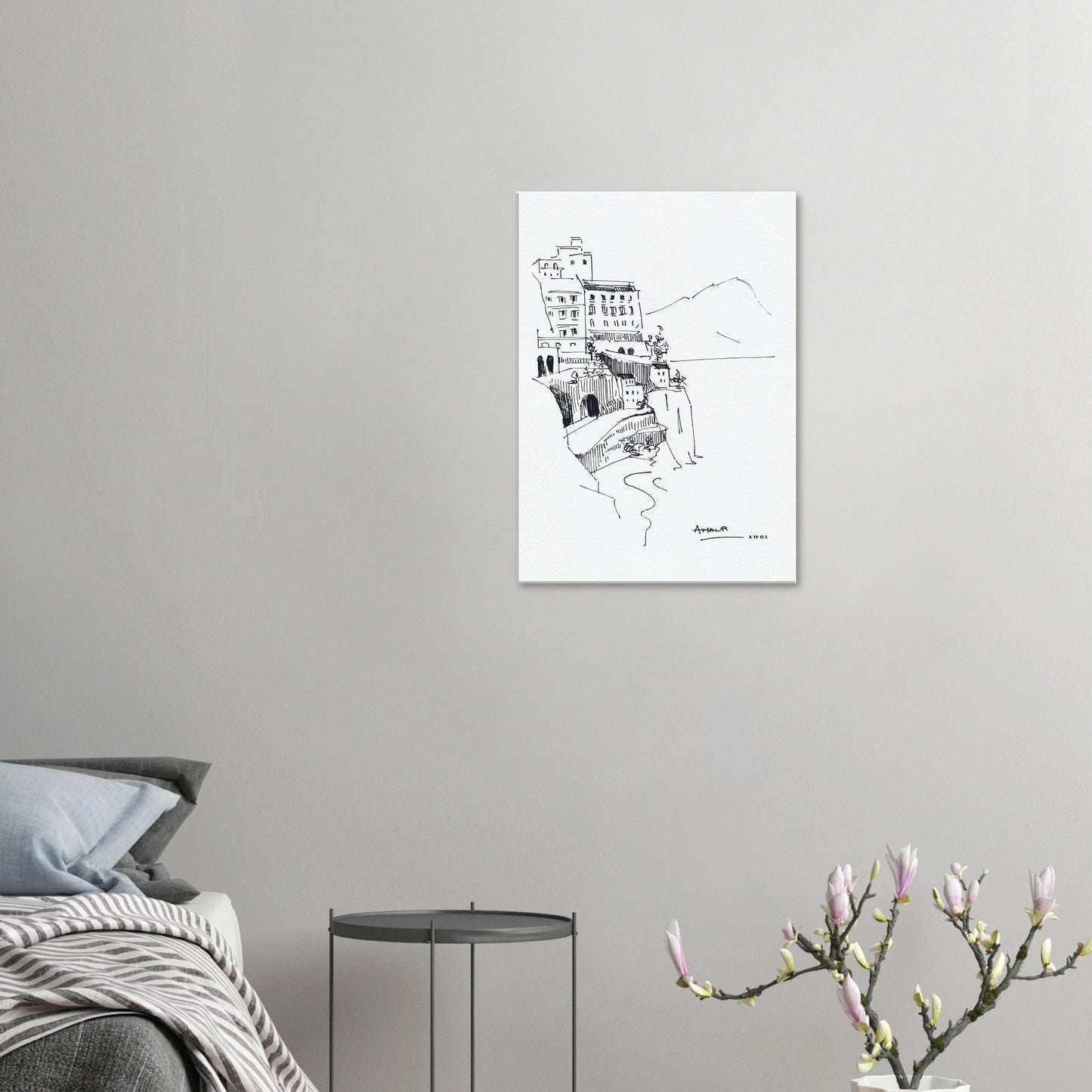 Small Towns And Villas On The Amalfi Coast, Italy Art Print On Canvas