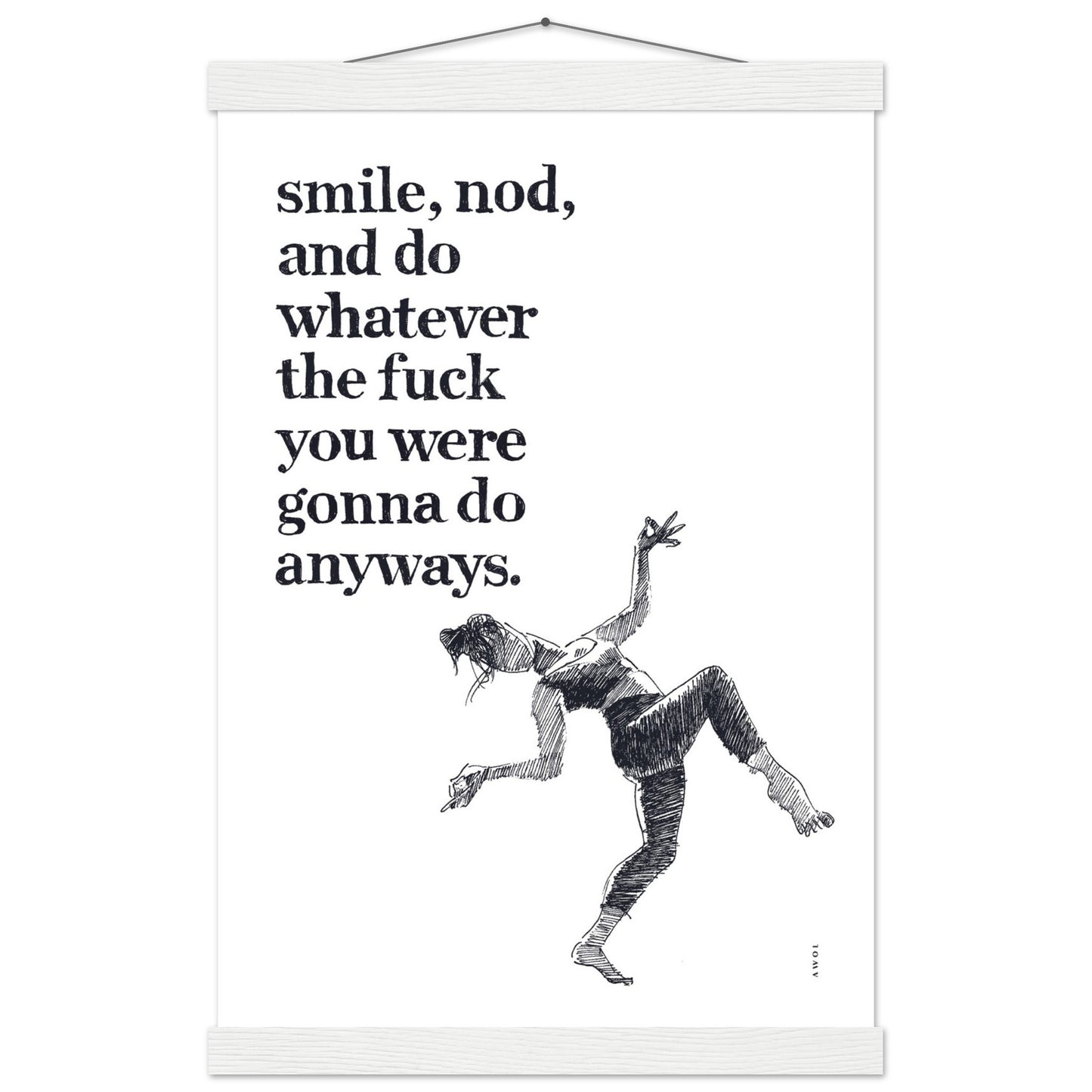 Smile And Nod, Modern Zen Art Print: Poster with Hanger