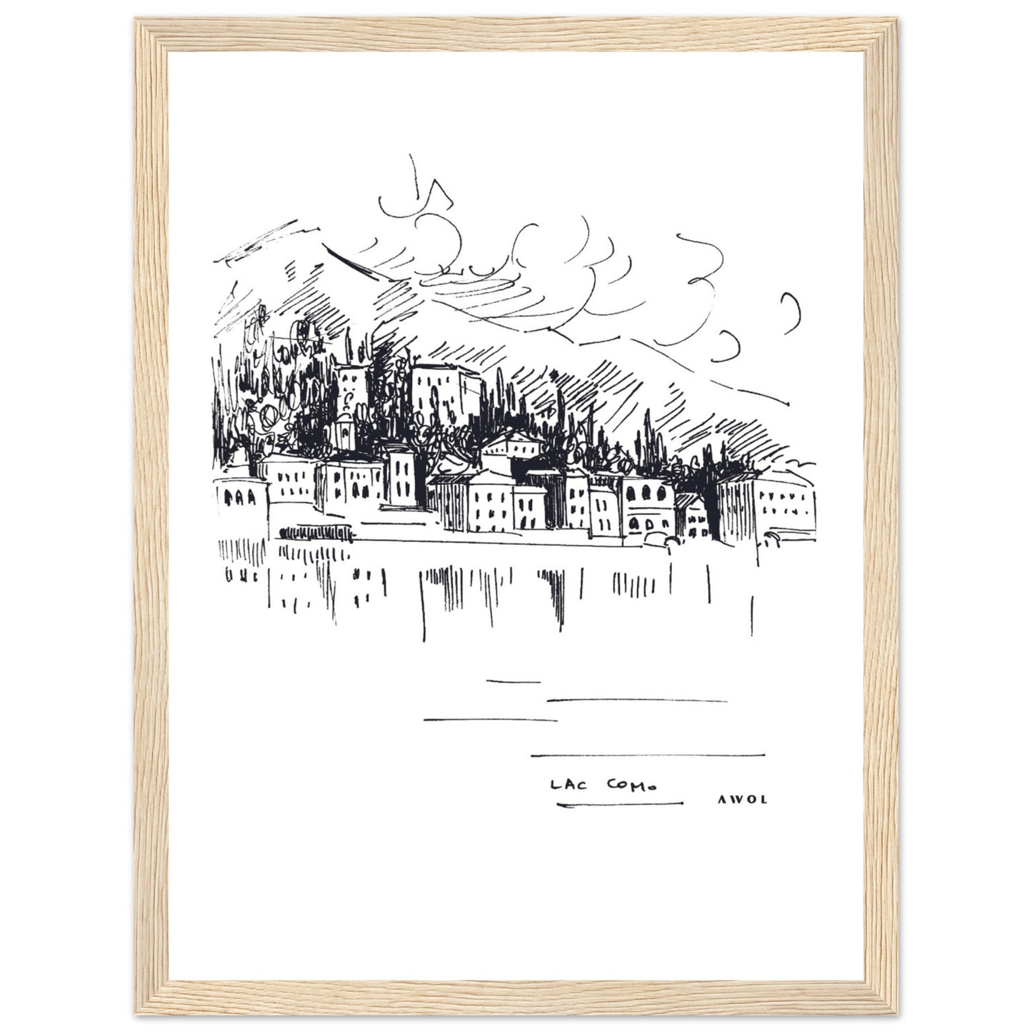 Italian Scenery Wall Art With Villas On A Hill In Lake Como, Framed Art Print