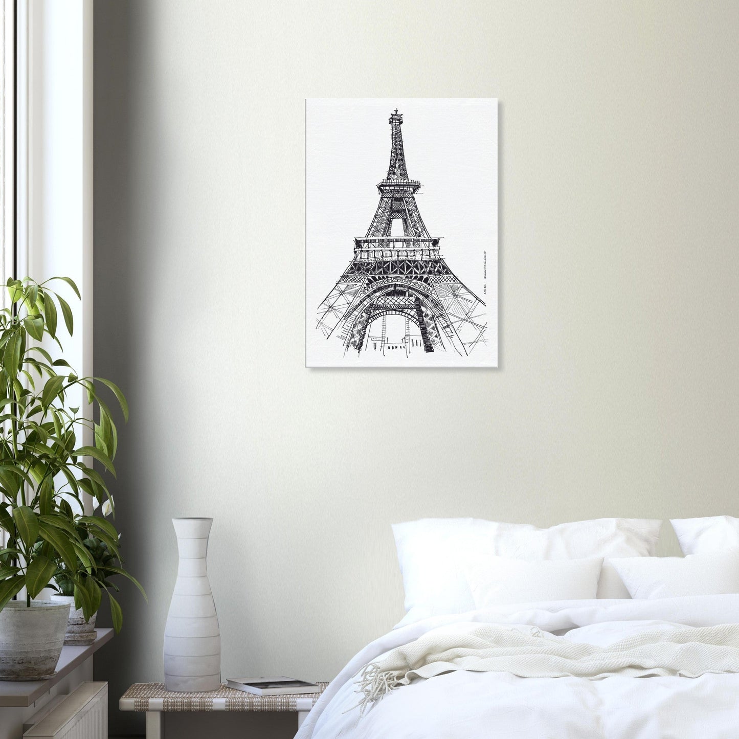 Black And White City Art Print, Paris Wall Art With Eiffel Tower: Canvas Art Print - Creations Awol