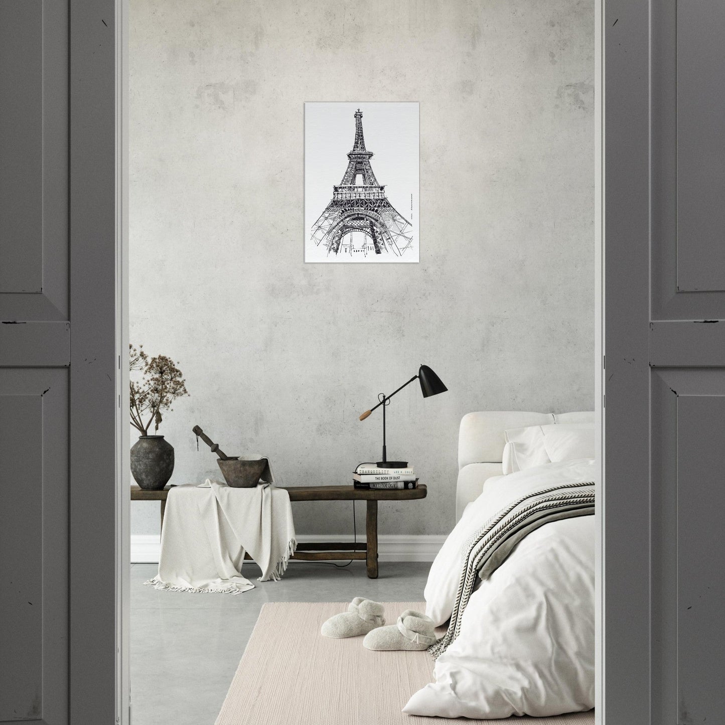 Black And White City Art Print, Paris Wall Art With Eiffel Tower: Canvas Art Print - Creations Awol