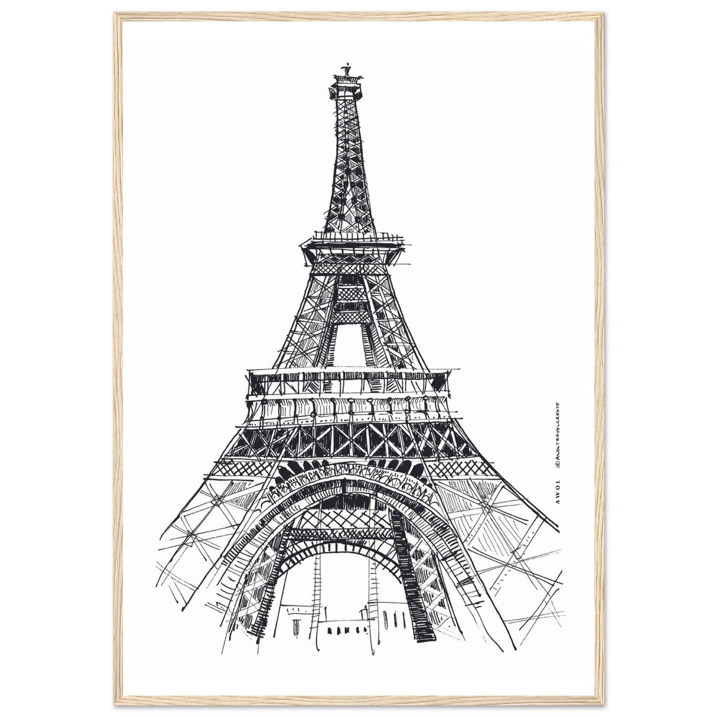 Black And White City Poster, Paris Wall Art With Eiffel Tower: Framed Art Print - Creations Awol