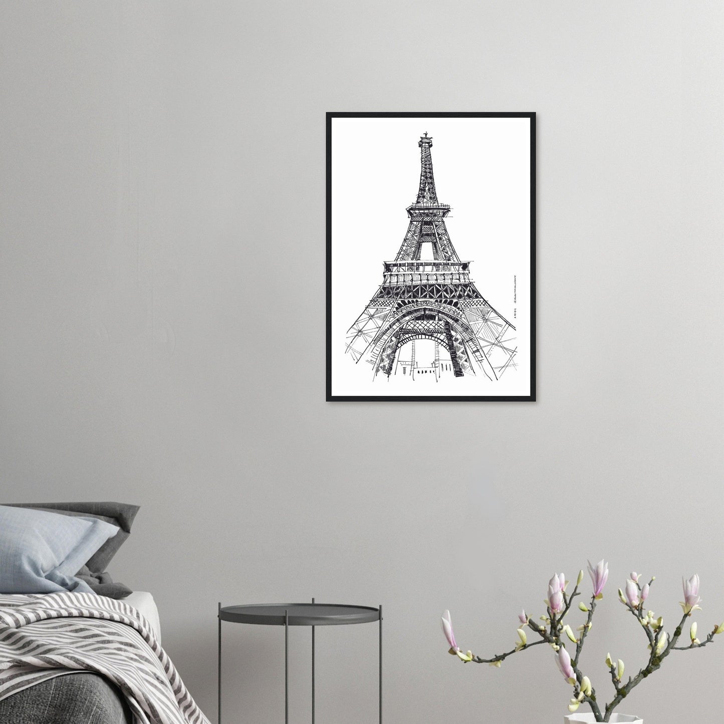 Black And White City Poster, Paris Wall Art With Eiffel Tower: Framed Art Print - Creations Awol