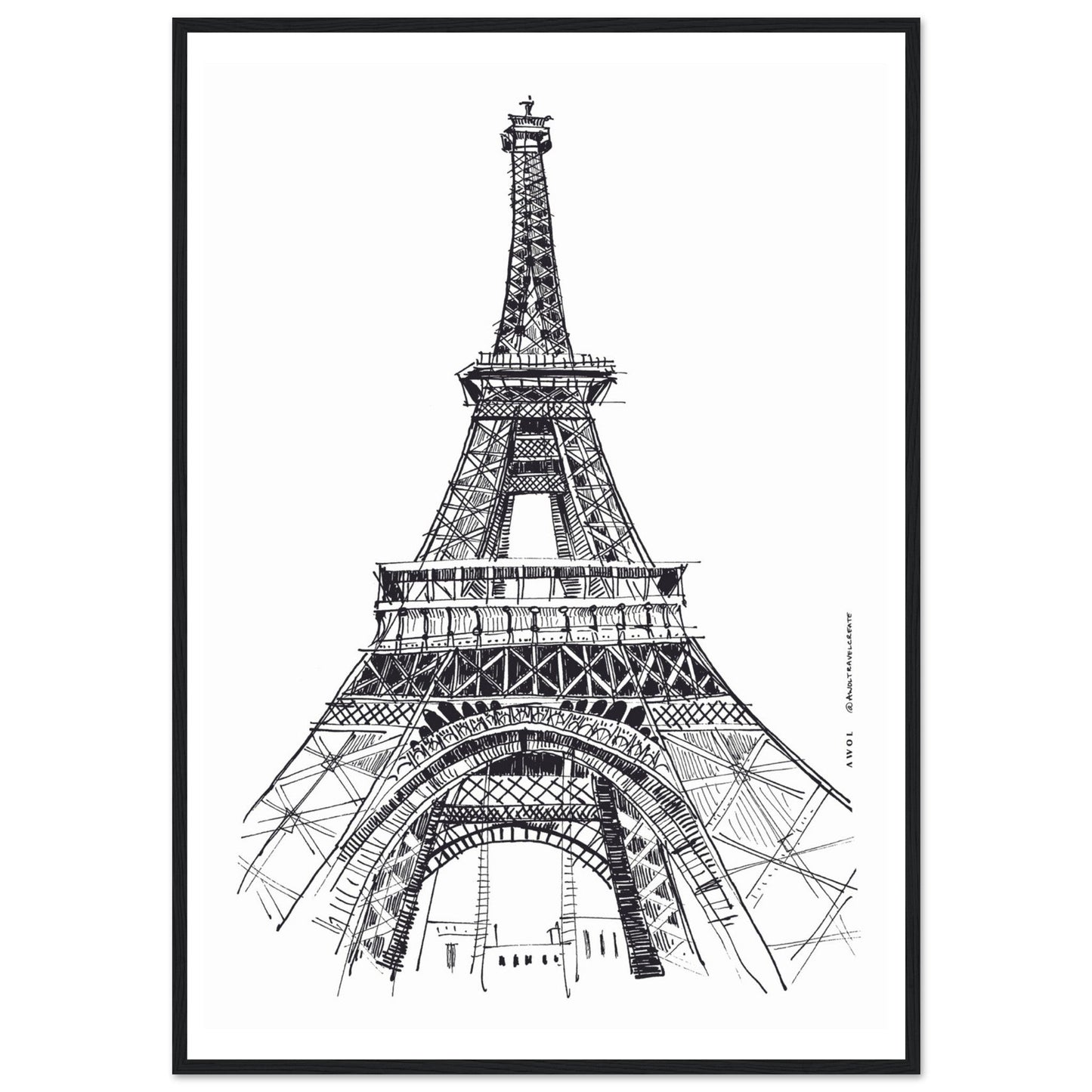 Black And White City Poster, Paris Wall Art With Eiffel Tower: Framed Art Print - Creations Awol