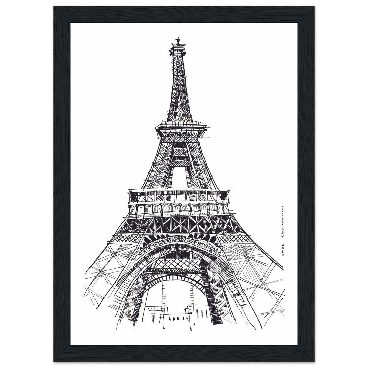 Black And White City Poster, Paris Wall Art With Eiffel Tower: Framed Art Print - Creations Awol