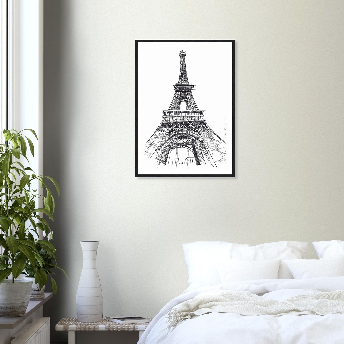 Black And White City Poster, Paris Wall Art With Eiffel Tower: Framed Art Print - Creations Awol