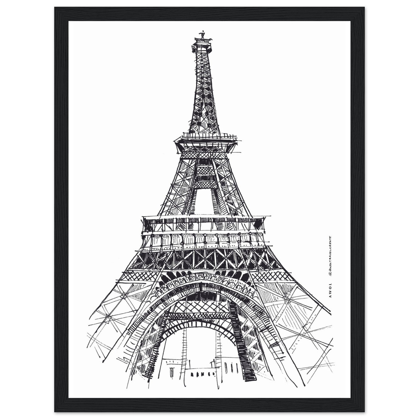 Black And White City Poster, Paris Wall Art With Eiffel Tower: Framed Art Print - Creations Awol