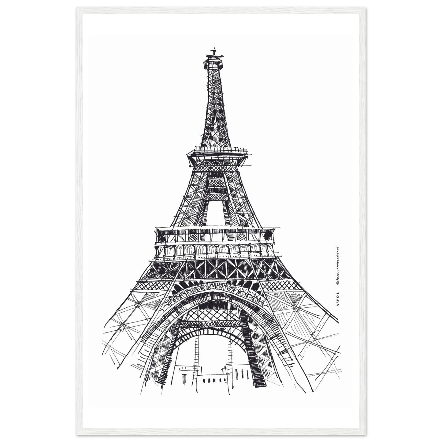 Black And White City Poster, Paris Wall Art With Eiffel Tower: Framed Art Print - Creations Awol