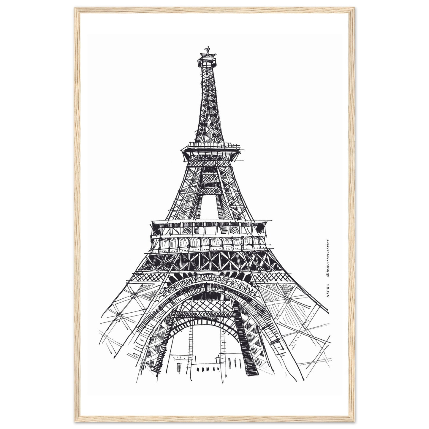 Black And White City Poster, Paris Wall Art With Eiffel Tower: Framed Art Print - Creations Awol