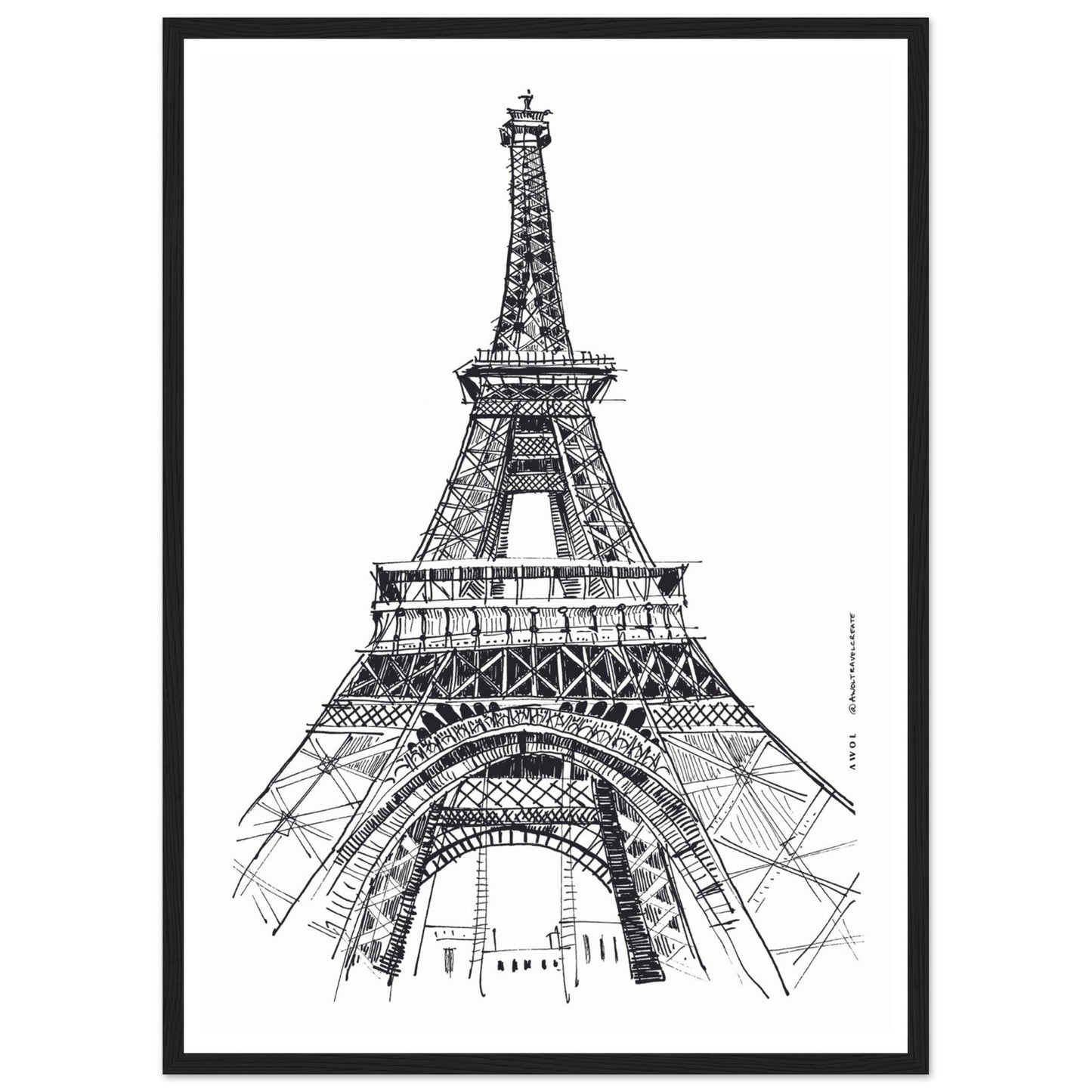 Black And White City Poster, Paris Wall Art With Eiffel Tower: Framed Art Print - Creations Awol