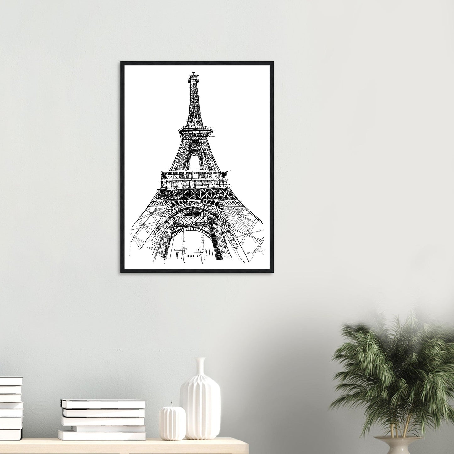 Black And White City Poster, Paris Wall Art With Eiffel Tower: Framed Art Print - Creations Awol
