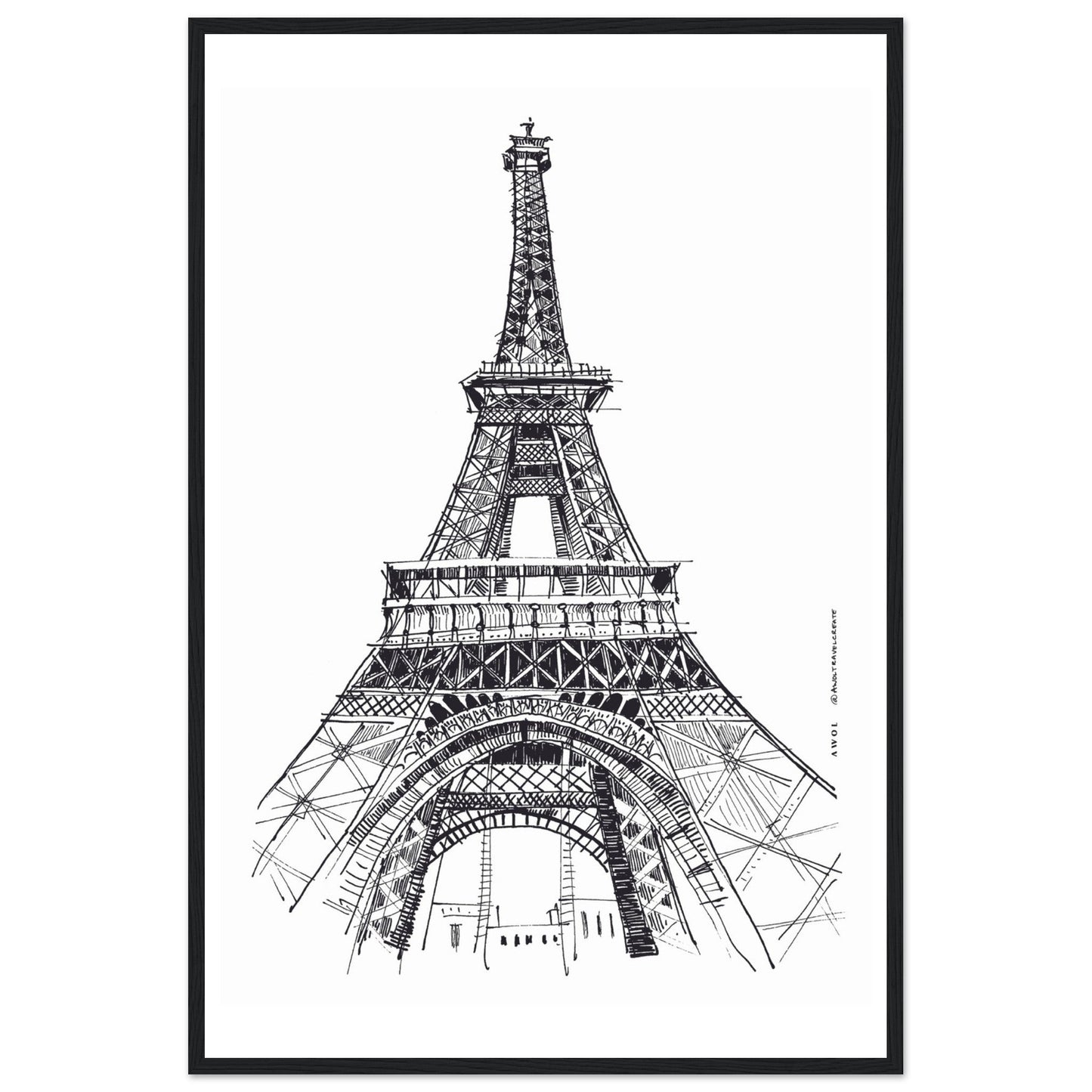 Black And White City Poster, Paris Wall Art With Eiffel Tower: Framed Art Print - Creations Awol