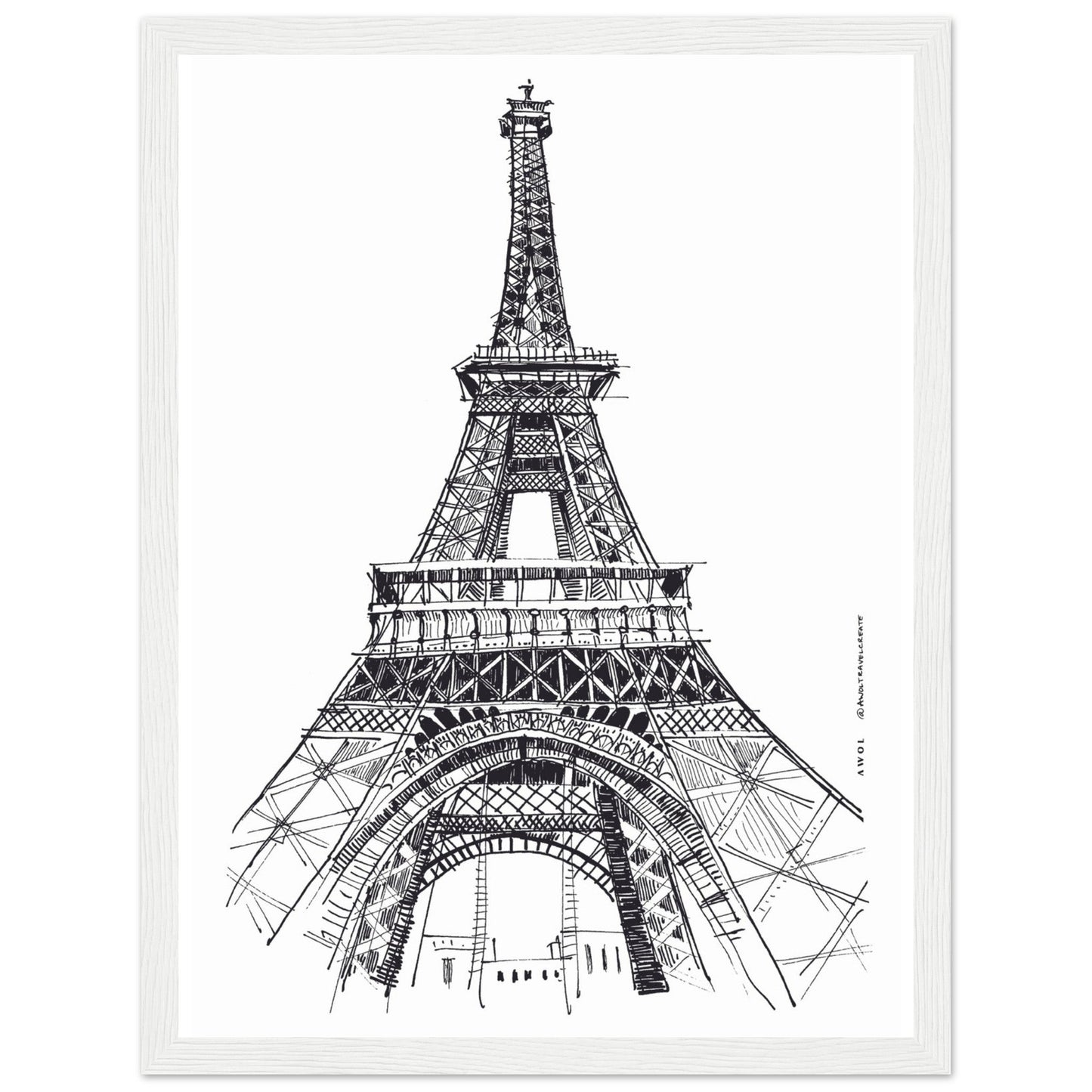 Black And White City Poster, Paris Wall Art With Eiffel Tower: Framed Art Print - Creations Awol