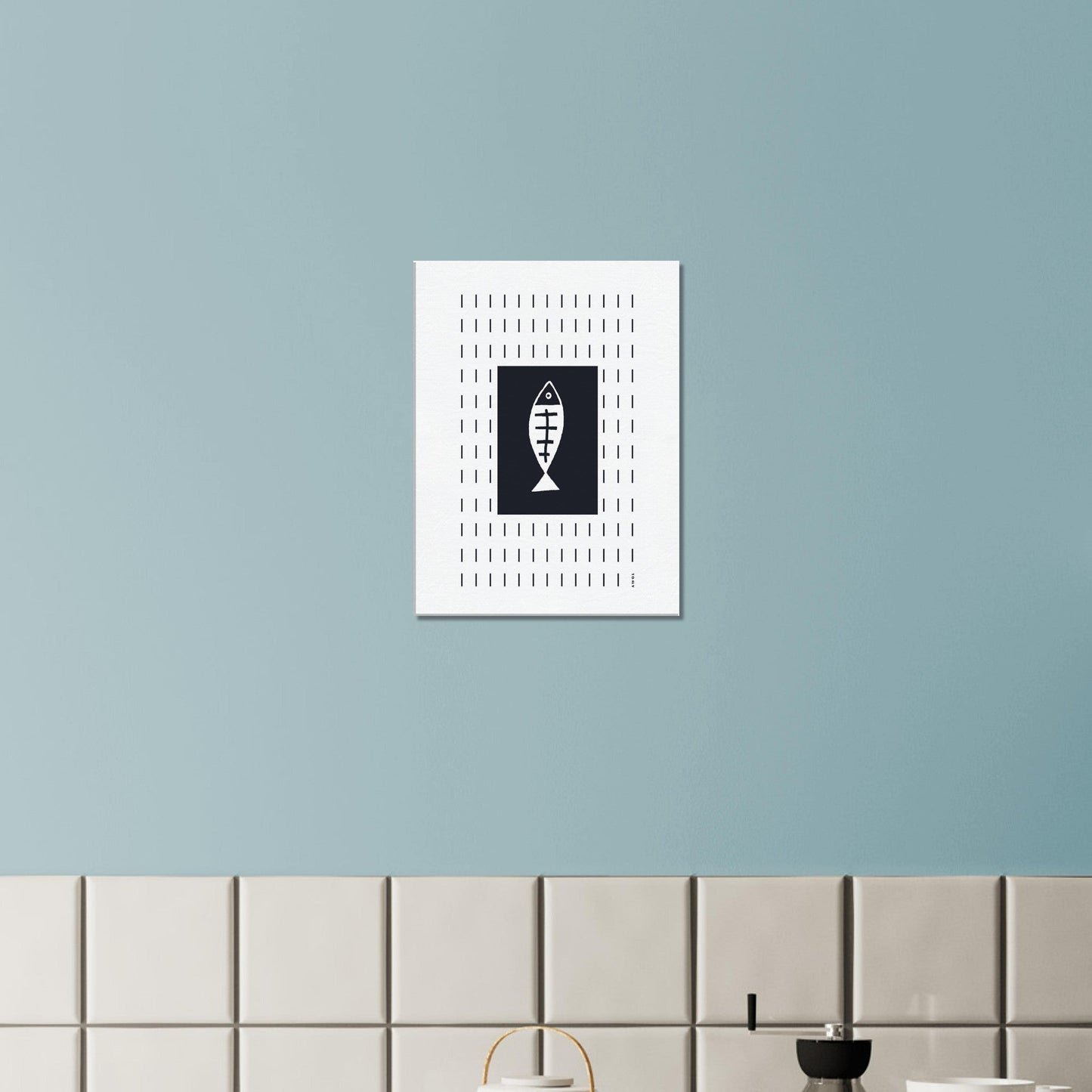 Black and White Fish Art, Scandinavian Wall Art Print On Canvas - Creations Awol