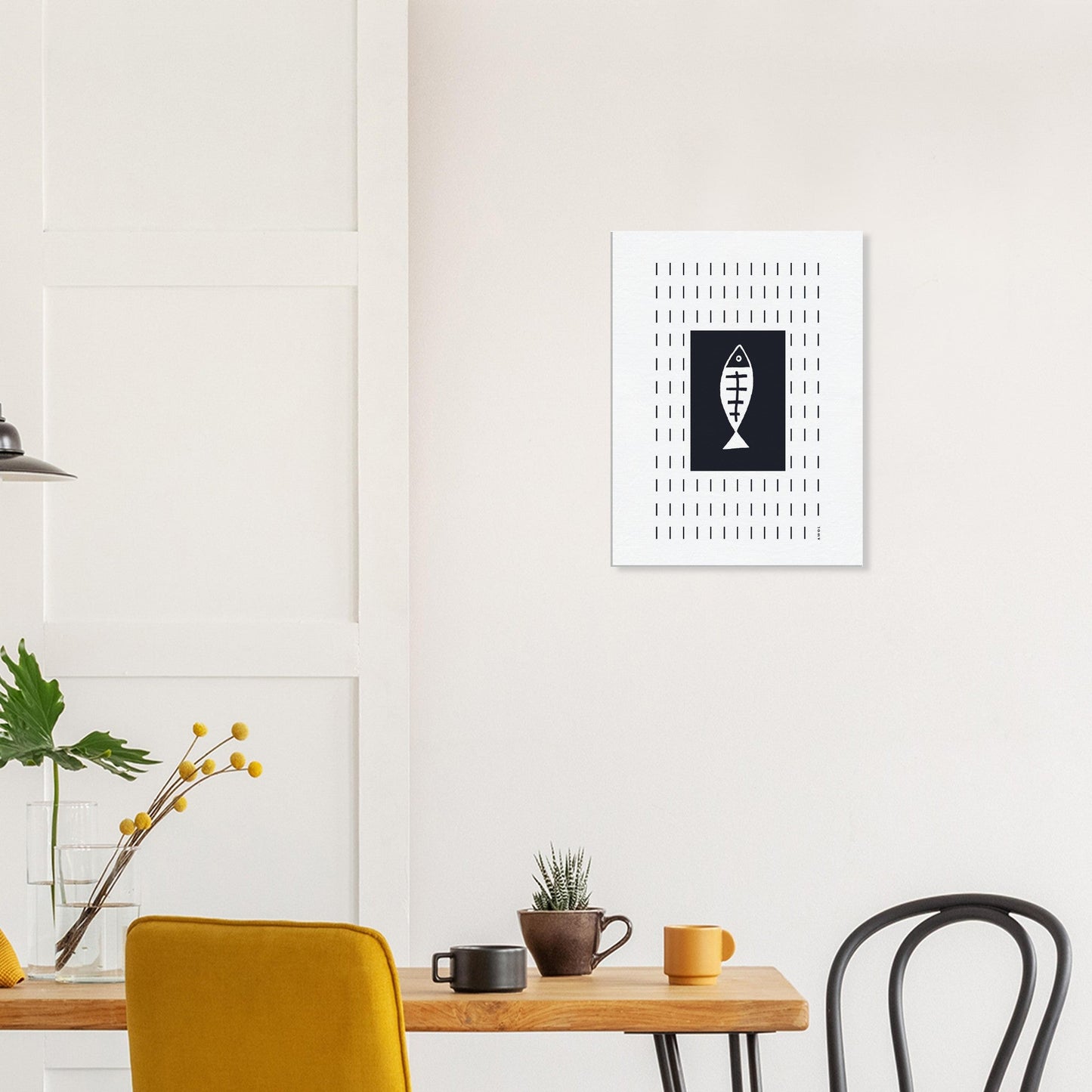 Black and White Fish Art, Scandinavian Wall Art Print On Canvas - Creations Awol
