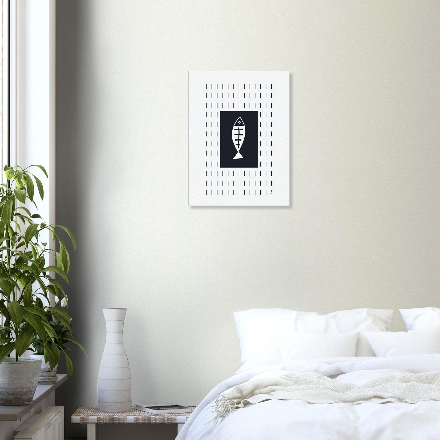 Black and White Fish Art, Scandinavian Wall Art Print On Canvas - Creations Awol