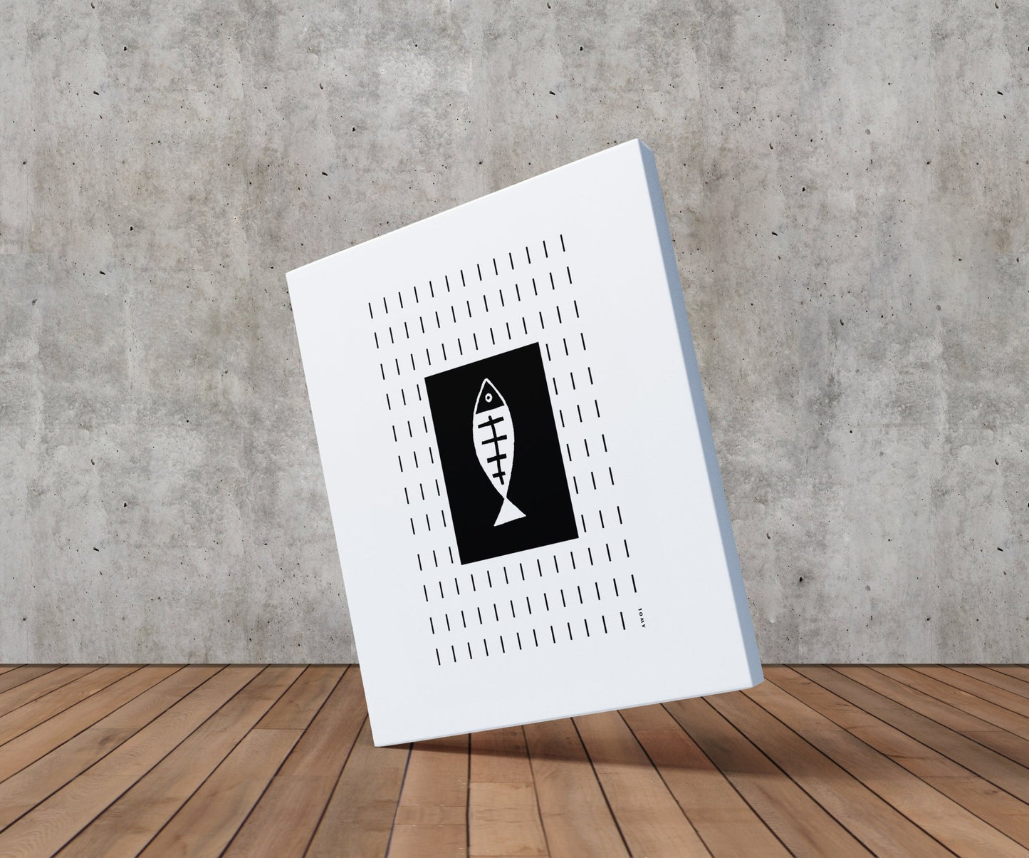 Black and White Fish Art, Scandinavian Wall Art Print On Canvas - Creations Awol