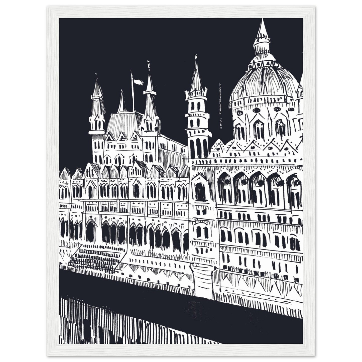 Budapest Art, An Evening Along The Danube River: Framed Art Print - Creations Awol